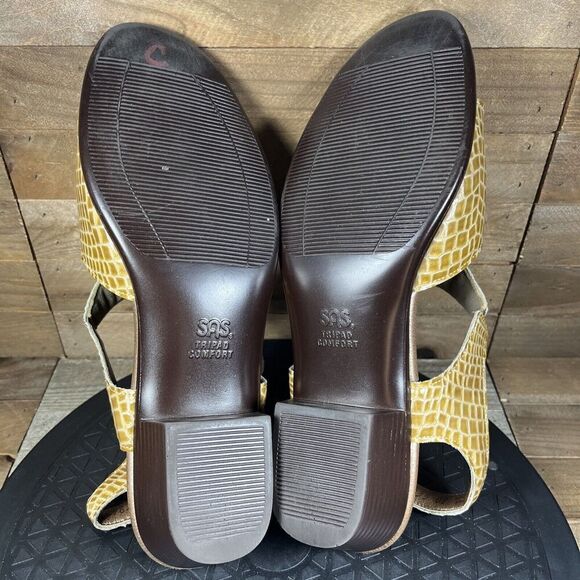 SAS Suntimer Gold Patent Leather Reptile Slingback Sandals Women's Size 8.5 M - Picture 8 of 10